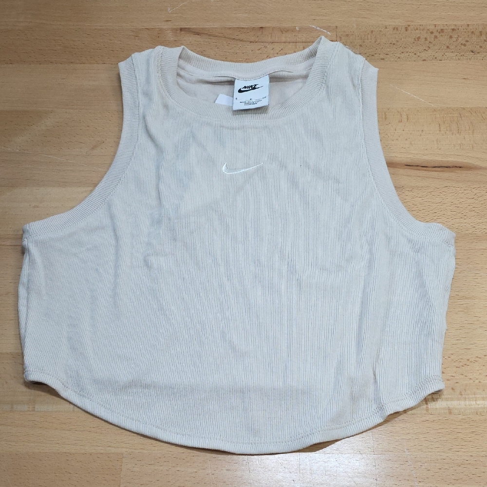 Nike Cream Ribbed Crop Tank Top